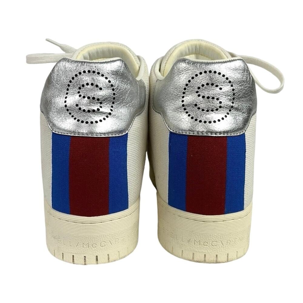 Stella McCartney White Vegan Leather Canvas High Top Trainers Sneakers Shoes 36 - Picture 3 of 5